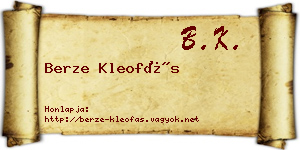 Berze Kleofás névjegykártya