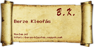 Berze Kleofás névjegykártya